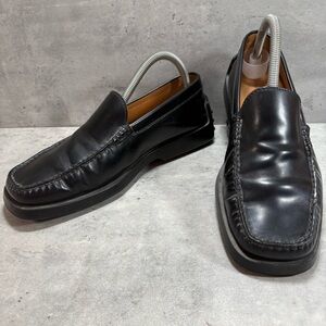 Tod's Italy Slipper Loafer Mens 6/US 7.5 Black Leather Slip On Dress Shoes